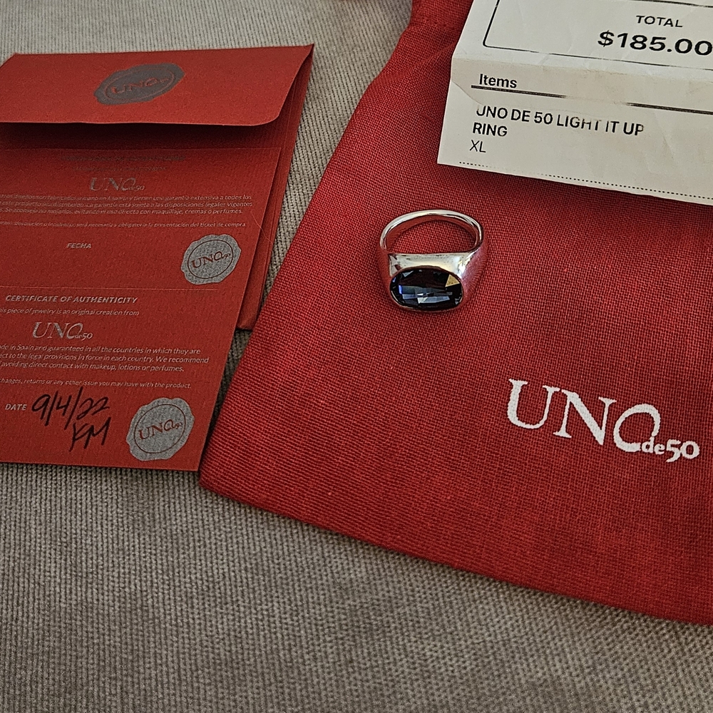 UNO de 50 Silver and Blue Womens Ring